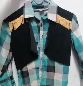Kids Costumes to Hire - Checked shirt & black waistcoat - 7 years